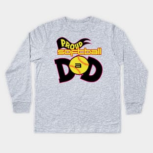 Proud softball dad Kids Long Sleeve T-Shirt